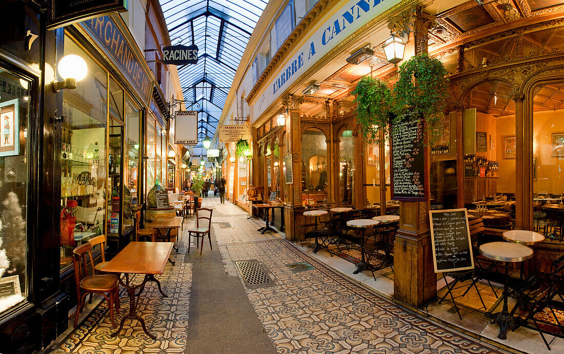 Vue du Passage des Panoramas à Paris.