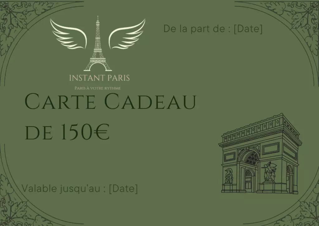 Carte-cadeau d'une agence de voyage pour des visites à Paris.